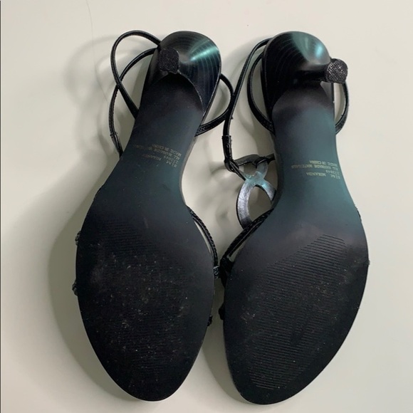 Vtg Pesaro Black Weave Cord Miranda Sandal open toe dance Heels 8.5 - Picture 8 of 10